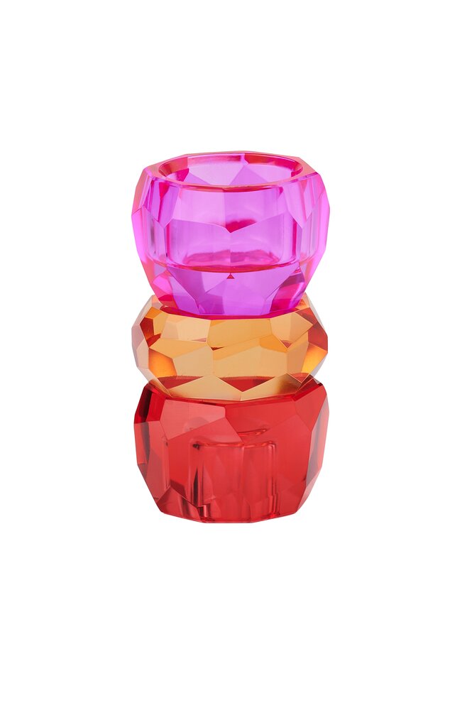 GIFTCOMPANY Palisades Kristallglas Kerzen-/Teelichthalter rot