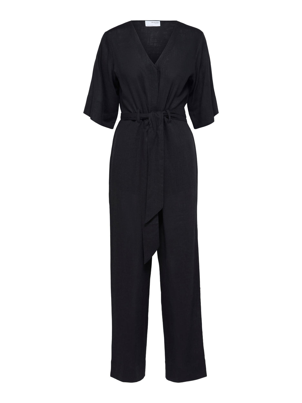 SELECTED SLFViva 2/4 Long Linen Jumpsuit Black