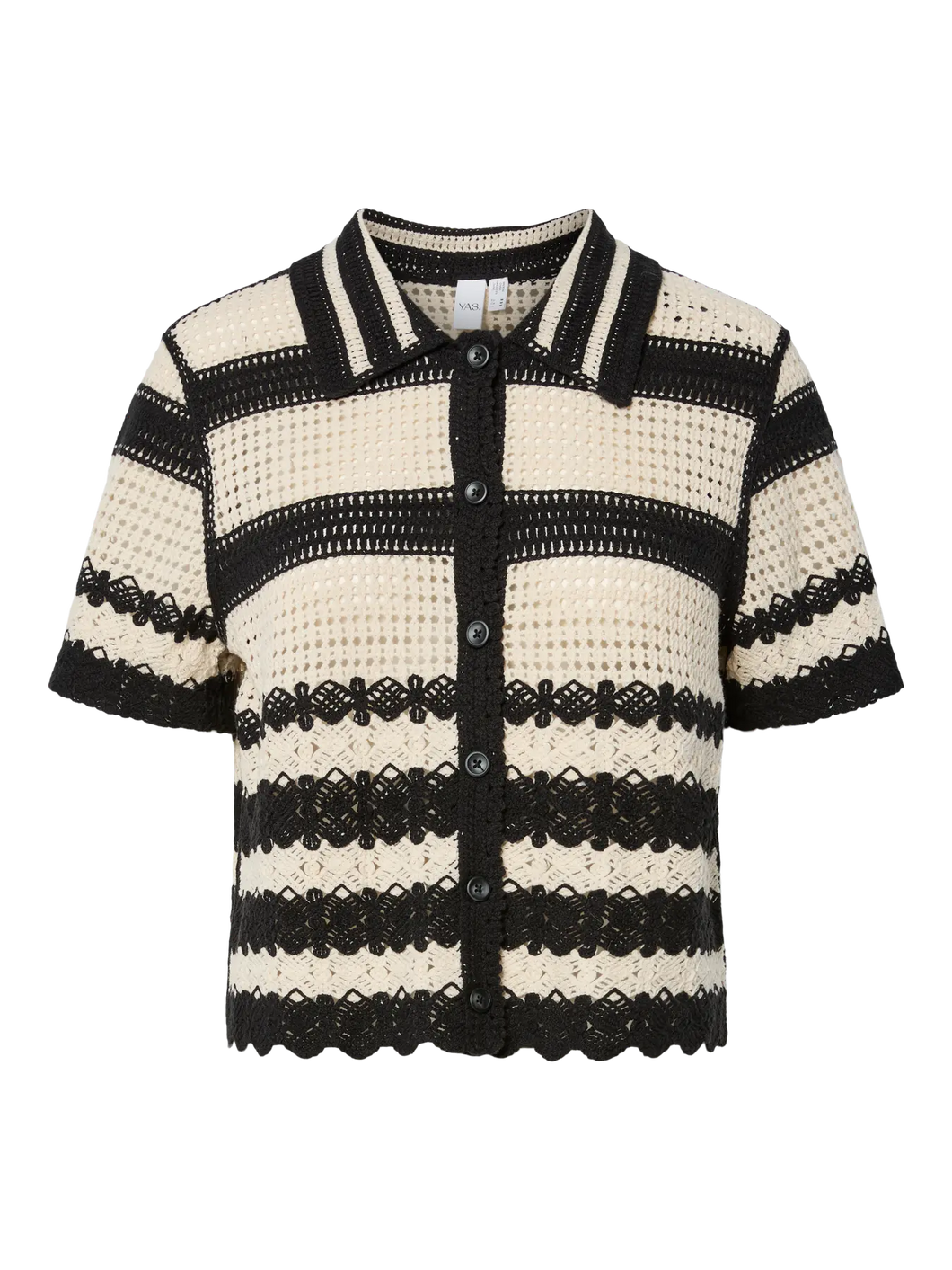 YAS YASCecilia Knit Cardigan - Birch Black Stripes