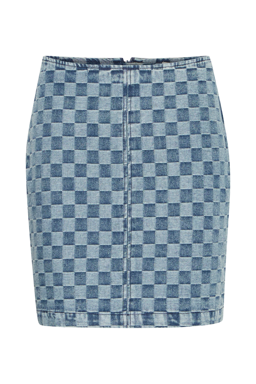 ICHI IHChekie Skirt Washed Blue Denim