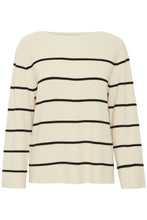 Lade das Bild in den Galerie-Viewer, ICHI IHBoston Pullover Almond Milk Black Stripe
