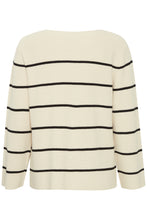 Lade das Bild in den Galerie-Viewer, ICHI IHBoston Pullover Almond Milk Black Stripe
