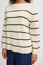 Lade das Bild in den Galerie-Viewer, ICHI IHBoston Pullover Almond Milk Black Stripe
