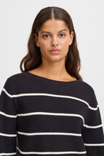 Lade das Bild in den Galerie-Viewer, ICHI IHBoston Pullover Meteorite Almond Milk Stripe
