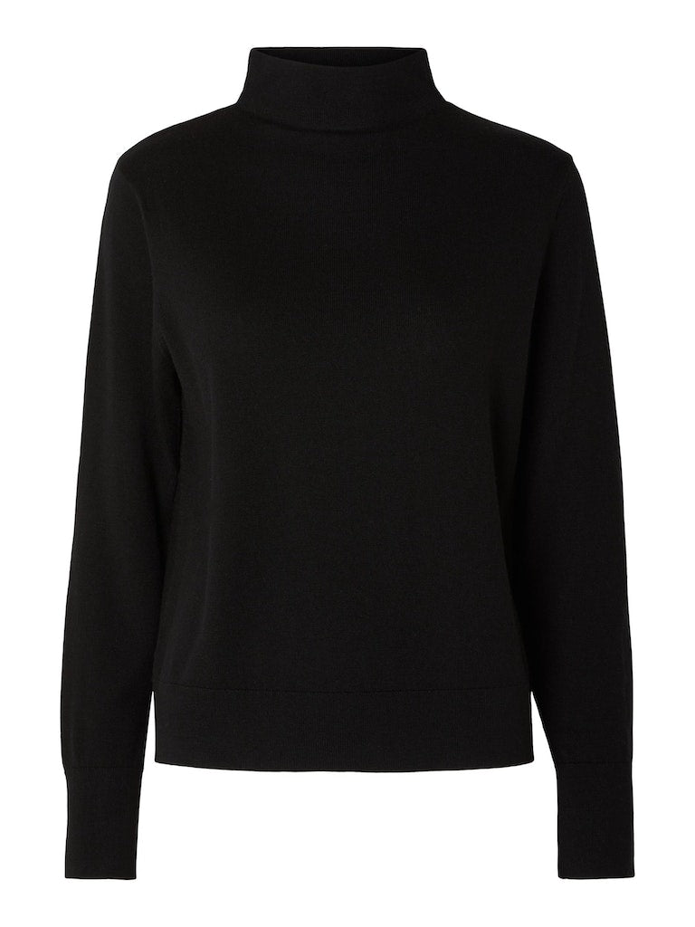SELECTED SLFHanni Knit T-Neck Black