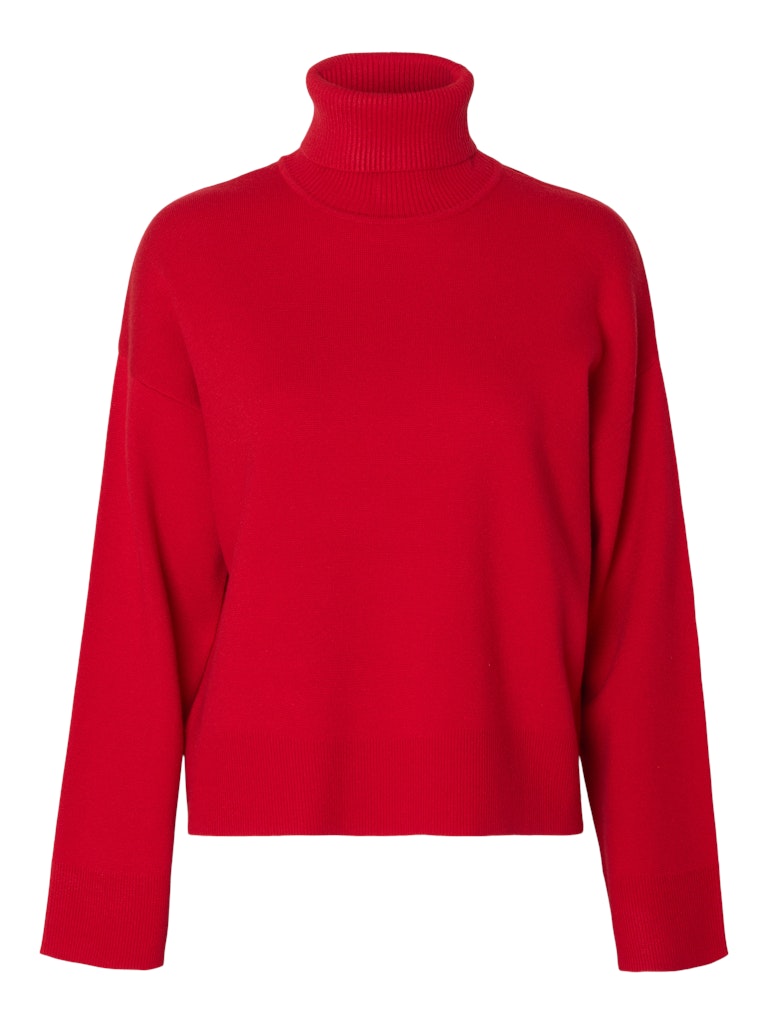 SELECTED SLFKamma Knit Roll Neck Noos - Equestrian Red