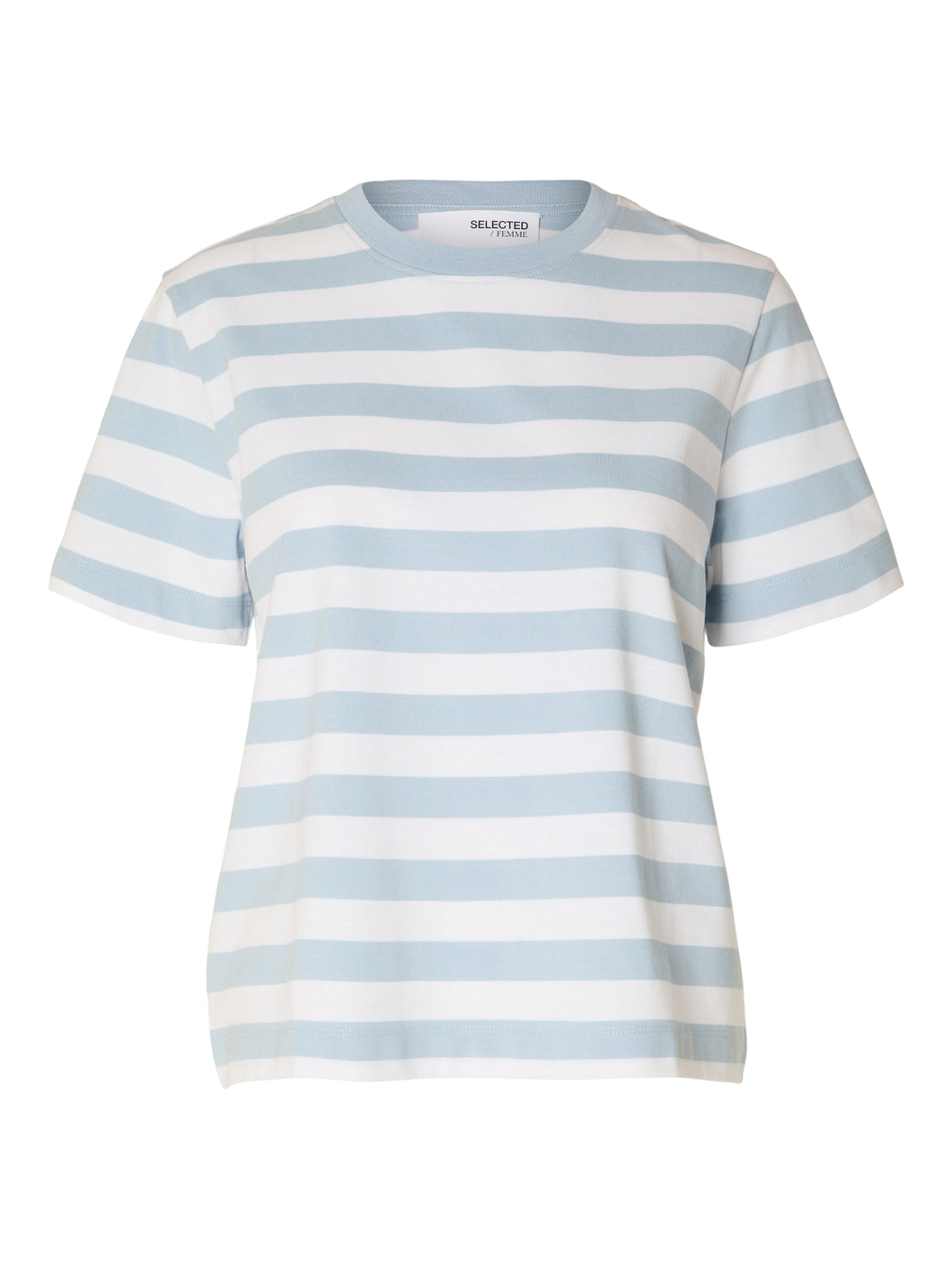 SELECTED SLFEssential Striped Boxy Tee Cashmere Blue Bright White