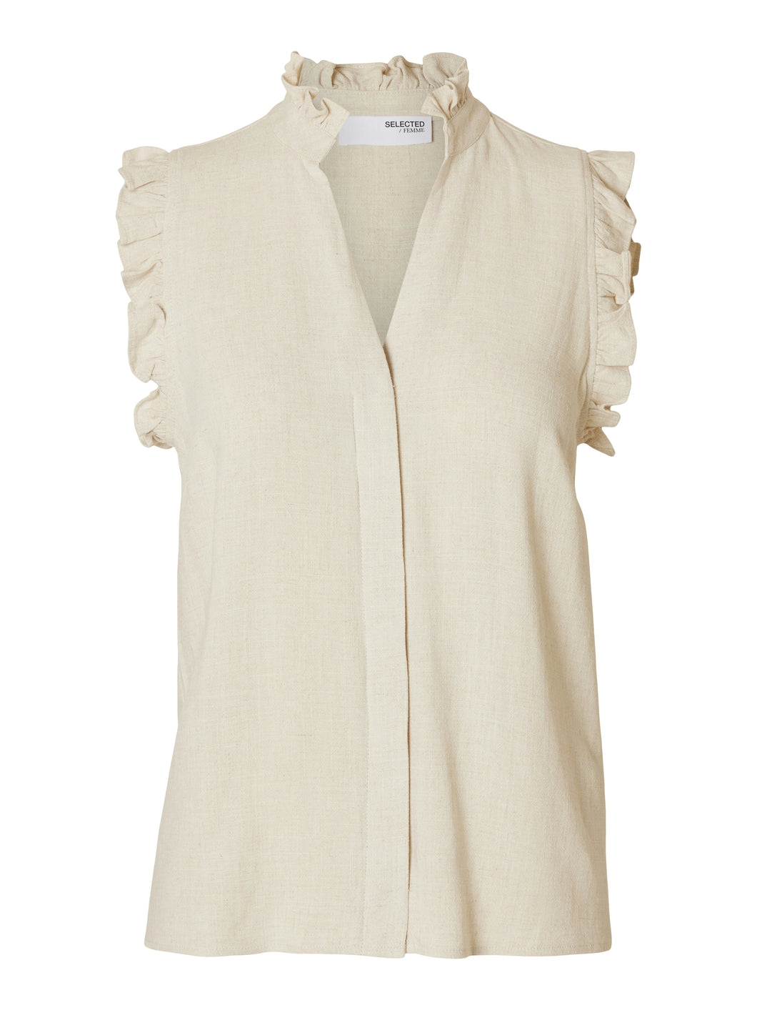 SELECTED SLFViva Sun Ruffle Top Sandshell