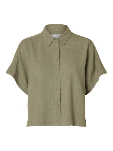 SELECTED SLFViva Cropped Sun Shirt Vetiver