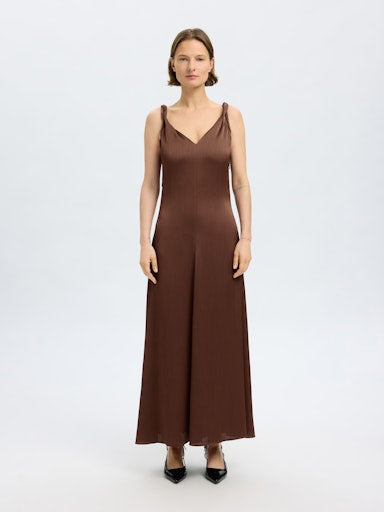 SELECTED SLFNora Twisted Ankle Strap Dress Chestnut