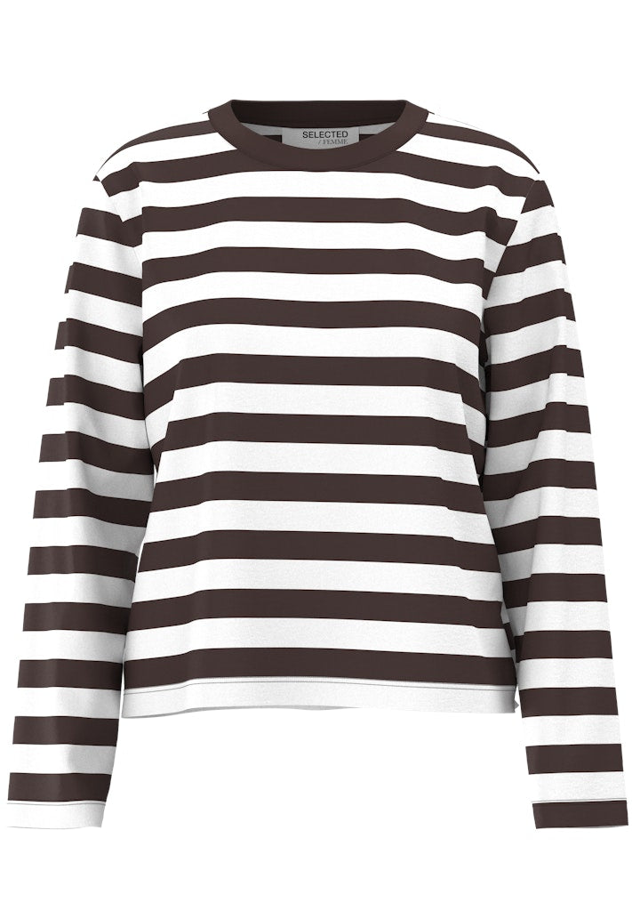 SELECTED SLFEssential Stripedoxy Tee Noos - Delicioso Bright White