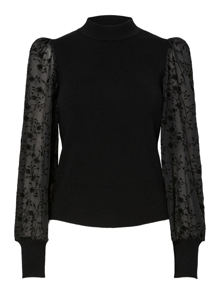 YAS YASDotme Knit Pullover Noos - Black Flowers