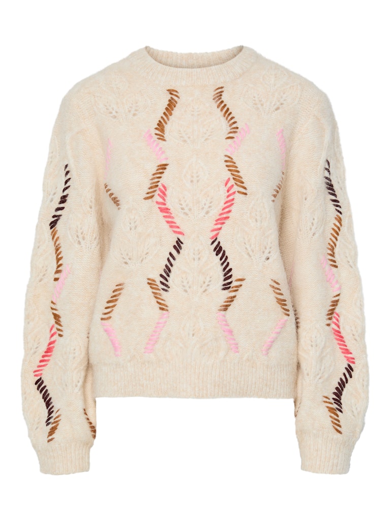 YAS YASGabbi Knit Pullover - Birch Melange