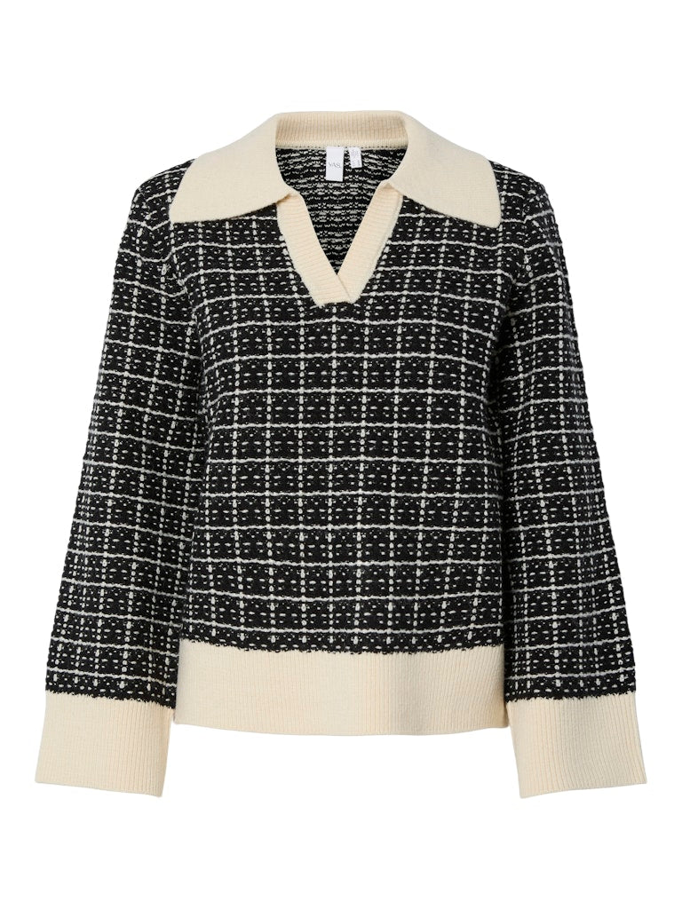 YAS YASLivia V-Neck Knit Pullover Noos - Black Birch