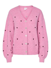 Lade das Bild in den Galerie-Viewer, YAS YASBow Embroided Knit Cardigan - Pink Hearts
