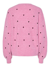 Lade das Bild in den Galerie-Viewer, YAS YASBow Embroided Knit Cardigan - Pink Hearts
