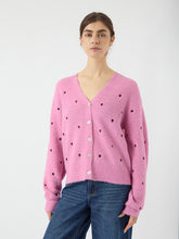 Lade das Bild in den Galerie-Viewer, YAS YASBow Embroided Knit Cardigan - Pink Hearts
