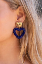 Lade das Bild in den Galerie-Viewer, MY JEWELLERY Statement-Ohrringe mit Perlen-Herz Blau
