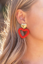 Lade das Bild in den Galerie-Viewer, MY JEWELLERY Statement-Ohrringe mit Perlen-Herz Rot
