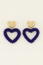 Lade das Bild in den Galerie-Viewer, MY JEWELLERY Statement-Ohrringe mit Perlen-Herz Blau
