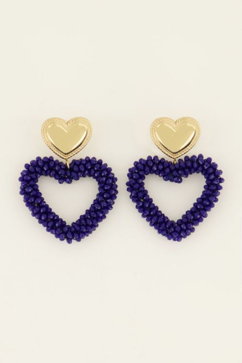 MY JEWELLERY Statement-Ohrringe mit Perlen-Herz Blau