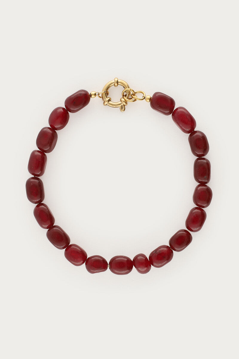 MY JEWELLERY Burgunderfarbenes Armband mit Perlen