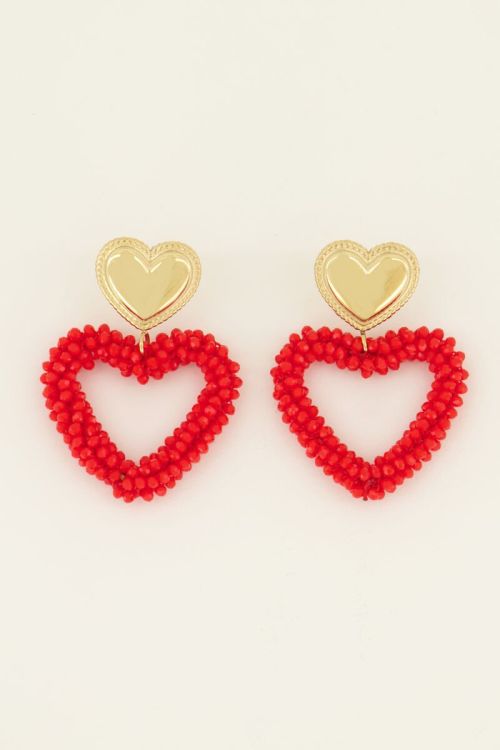 MY JEWELLERY Statement-Ohrringe mit Perlen-Herz Rot