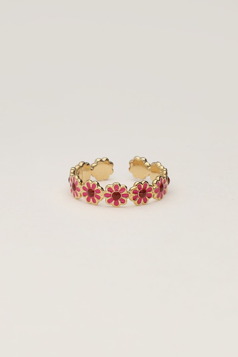 MY JEWELLERY Vintage-Ring mit rosa und roten Blumen