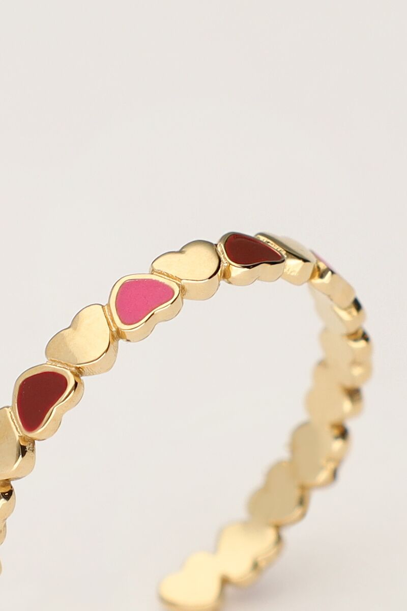 MY JEWELLERY Vintage Ring mit rosa und roten Herzen