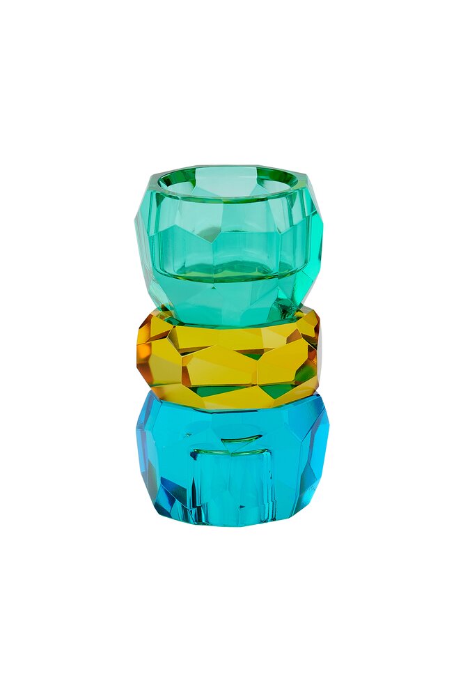 GIFTCOMPANY Palisades Kristallglas Kerzen-/Teelichthalter blau