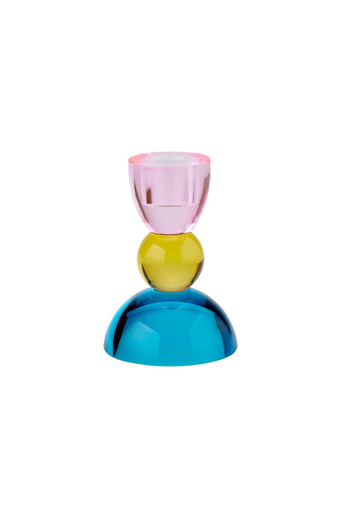 GIFTCOMPANY Sari Kristallglas Kerzenhalter Kugel rosa/orange/blau