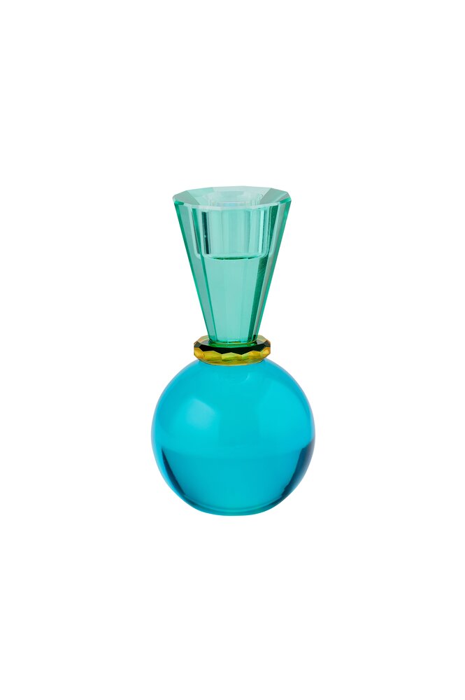 GIFTCOMPANY Sari Kristallglas Kerzenhalter Kugel/Konus grün/blau