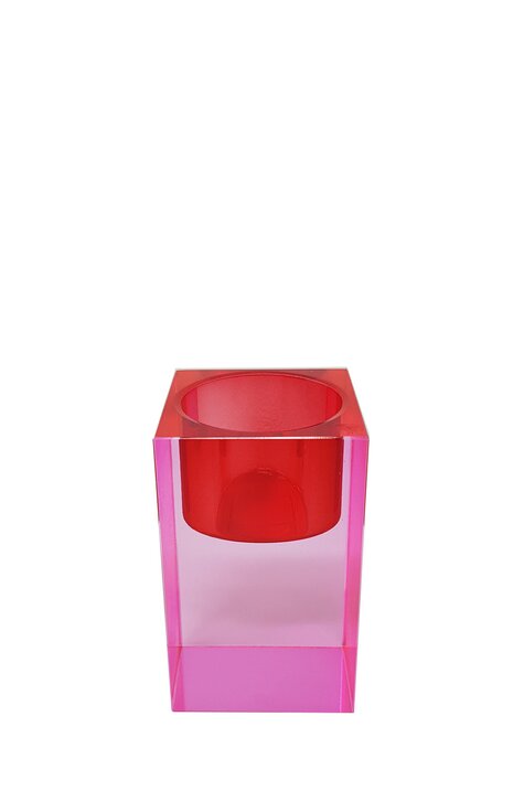 GIFTCOMPANY Sari Kristallglas Teelichthalter rosa/rot