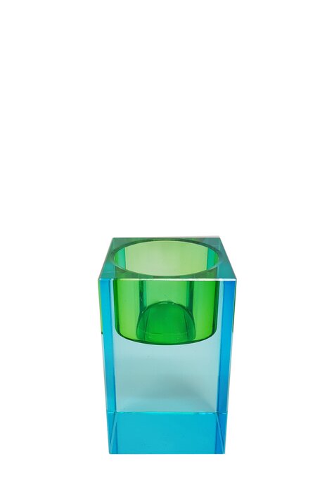 GIFTCOMPANY Sari Kristallglas Teelichthalter blau/grün
