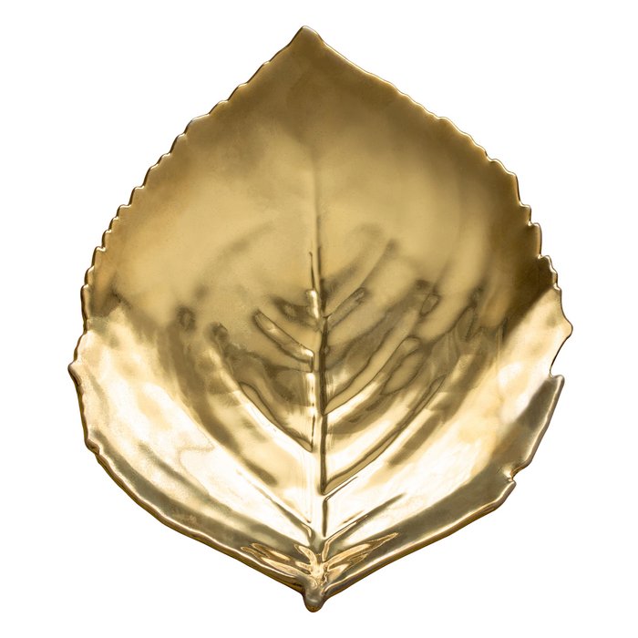 COSTA NOVA Plate Hydrangea Leaf Gold